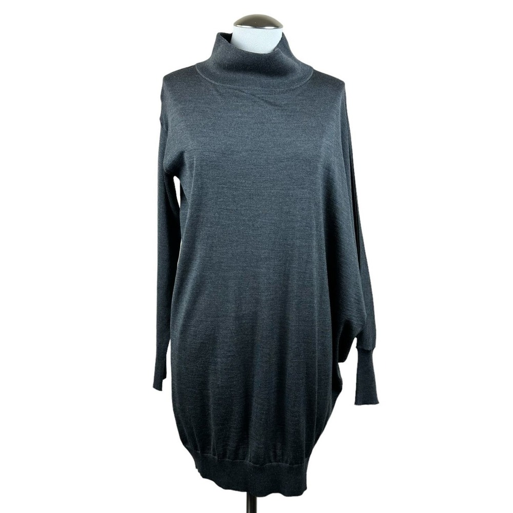 Piazza Sempione Women Gray Asymmetrical Turtleneck Dolman Sleeve Sweater S/M
